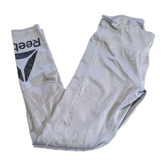 Reebok Women's Size Small Gray - Black Logo Leggings - Picture 1 of 9